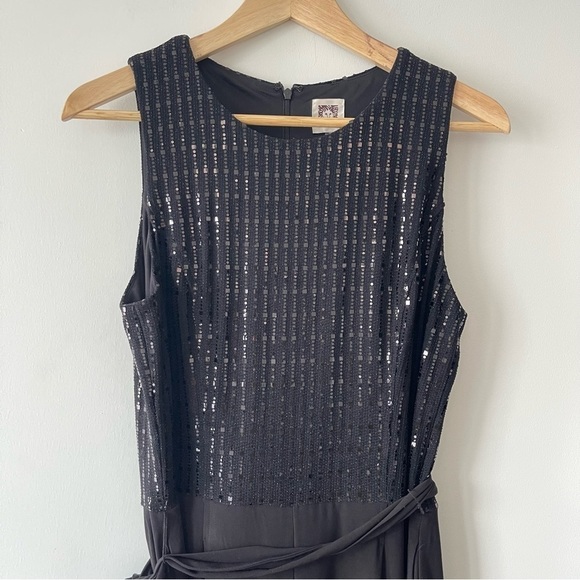 ❌SOLD ❌Anne Klein High Waist Wide Leg Black Sequins Jumpsuit with tie Waist size - Picture 3 of 10
